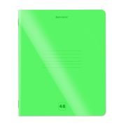 Тетрадь пластиковая обложка (НЕОН) А5 48 листов, скоба, клетка, BRAUBERG «Smart Cover», ЗЕЛЕНАЯ, 405038