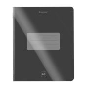 Тетрадь пластиковая обложка (прозрачная) А5 48 листов, скоба, клетка, BRAUBERG «Smart Cover», ЧЕРНАЯ, 405040